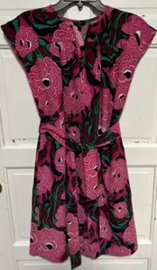 Talbots Petites P Etuikleid mit Gürtel Flügelärmel Hot Pink Blumen - Bild 1 von 7