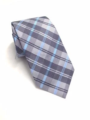 $155 Vince Camuto Men`S Dress Slim Necktie Gray White Blue Check Neck Tie 60x3 - Image 1 of 4