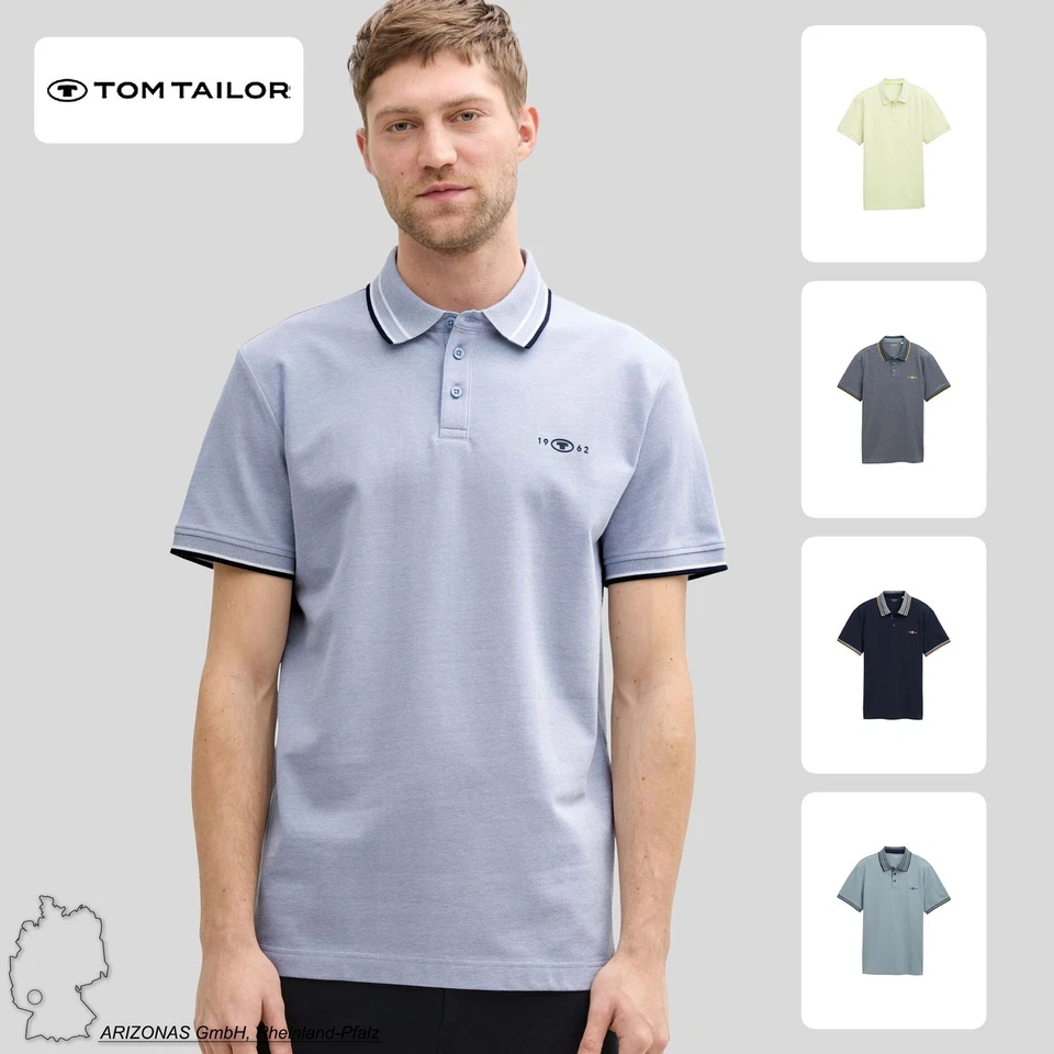 Polo homme TOM TAILOR col rayé logo poitrine - Photo 1/1