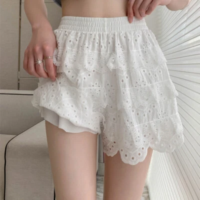 Pantalones cortos de encaje de algodón para mujer Calzoncillos Lolita con volantes en capas Bragas Foto 1 de 4
