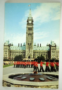 Vintage Postcard Parliament Hill Ottawa Ontario Canada Change Guard Eternal Flam - Picture 1 of 2