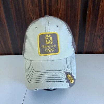 y2k 2000a Beijing 2008 Summer Olympics Hat Adjustable Beige Gray  Cap USA Cool - Image 1 of 4