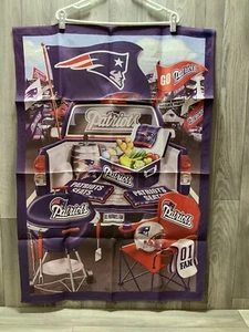 NEW ENGLAND PATRIOTS “TAILGATING THEME” DOUBLE-SIDED FLAG 28" X 39 - Picture 1 of 5