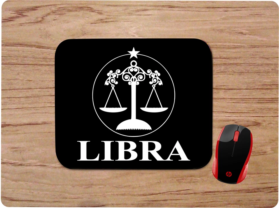 ZODIAC SYMBOL LIBRA BLACK & WHITE CUSTOM MOUSE PAD DESK MAT LOGO BIRTHDAY GIFT - Image 1 of 1