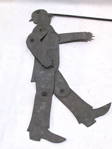 Antique Folk Art Jumping Jack Man Metal Double Sided and Jointed 17" tall - Picture 1 of 18