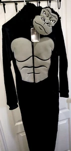 men women NEW NWT GORILLA SLEEPER COSTUME XS/SMALL HOOD FACE SOFT! FURRY! - Picture 1 of 2