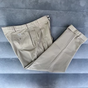 Ralph Lauren Polo Pants Mens 38x31 Cream Beige Pleated Cuffed Chino Twill - Picture 1 of 7