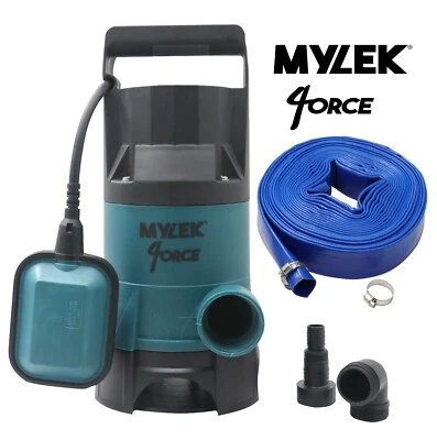 MYLEK Submersible Water Pump Electric 400W Dirty Clean Pond Pool Flood With Hose 5m