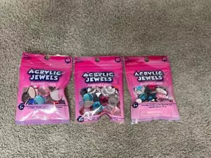 3 PKGS OF ACRYLIC JEWELS -ADHESIVE FLATBACK - A TOTAL OF 120 LARGE ASSORTED PCS - Picture 1 of 1