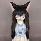 Furuit Long-Haired Cat And Fox Mascot Head Party Halloween Fur Role Play - Black