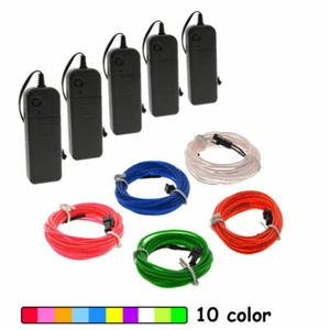 Neon LED Light Glow EL Wire String Strip Rope Tube Decor Car Party + Controller - Picture 1 of 38