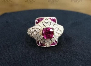 1 kt roter Rundschliff simulierter Edelstein Damen Geschenk Ring massiv 925 Sterlingsilber - Bild 1 von 5
