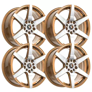 (Set-4) Spec-1 SPT-34 16x7 5x100/5x114.3 30mm Gold & Machined wheels rims 16 - Picture 1 of 1
