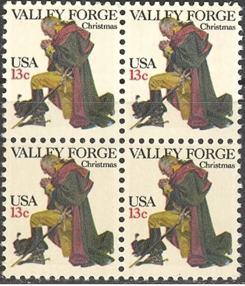 US #1729 Washington at Valley Forge, 13c block (4 stamps) MNH 1977 - Image 1 of 1