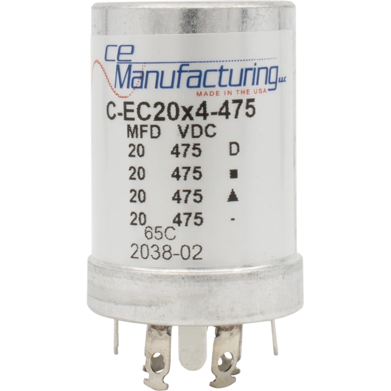 Capacitor, CE Mfg., 475V, 20/20/20/20µF, Electrolytic - Image 1 of 1