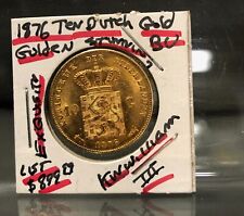NETHERLANDS EXQUISITE GEM BU GOLD 10 GULDEN 1876-KING WILLIAM III--STUNNING COIN