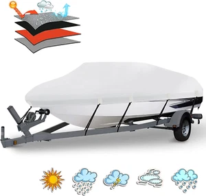 Heavy Duty 1200D PU Waterproof Boat Cover, 17'- 19' Trailerable Marine Grade Pol - Picture 1 of 6