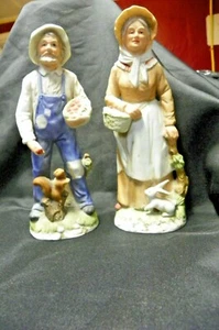Estatuillas vintage Homco 1409 granjero y esposa recogiendo manzanas - Imagen 1 de 5