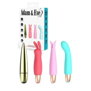 Adam & Eve PLAYFUL SEDUCTION KIT - USB Rechargeable Vibrator with 3 Interchangea - Picture 1 of 4