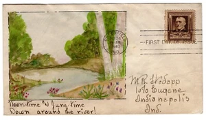 #868 James Whitcomb Riley Famous American 1940 FDC - Hand-painted ACE Hodapp - Picture 1 of 2