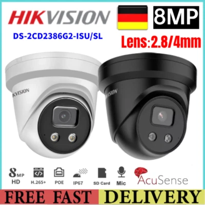 Hikvision DS-2CD2386G2-ISU/SL 8MP 4K microfono integrato e altoparlante telecamera IP a cupola DE