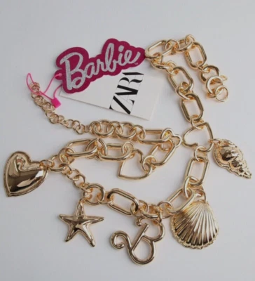 ZARA NEW WOMAN BARBIE™ MATTEL CHARM BELT GOLDEN EU85/US32 REF 1856/804 - Image 1 of 4