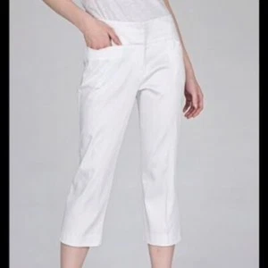 Sharagano, Damen 8 weiße strukturierte Caprihosen 👑 - Bild 1 von 5