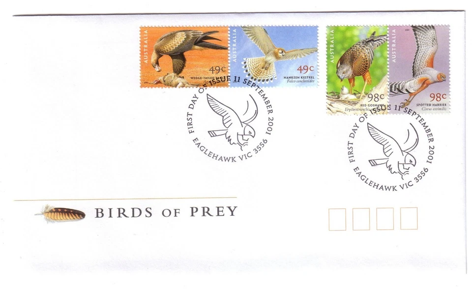 2001 FDC. Australia. Birds of Prey. Pict.FDI "EAGLEHAWK" - Image 1 of 1