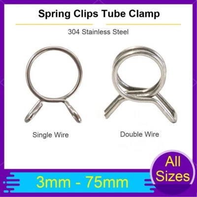 Single & Double Wire Spring Clips / Silicone Hose Pipe Air Fuel Band Tube Clamp - Image 1 of 4