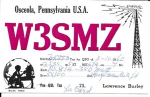 QSL  1960 Osceola PA    radio card
