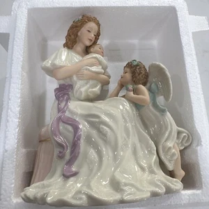 VTG Danbury Mint Mother's Treasure Porcelain Statue Figurine Mother Baby & Angel - Picture 1 of 10