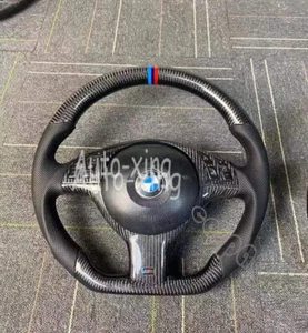 Volante de fibra de carbono real para BMW E46 M3+ cubierta (sin orificios de paleta) 2001-06 - Imagen 1 de 12