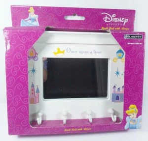 Disney Princess White Wood Wall Mirror 4 Jewelry Hooks Once Upon A Time NIB - Picture 1 of 8