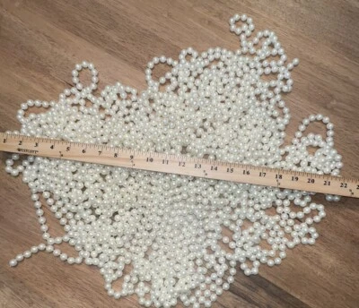 Guirnalda de perlas de imitación 78 pies (26 yardas) cuentas decoración de boda 10 mm artesanía marfil Foto 1 de 4