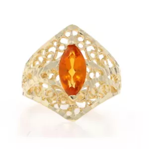 Oro Amarillo Citrino Cóctel Anillo Solitario - 14k Marquesita .90ct Filigrana - Imagen 1 de 9