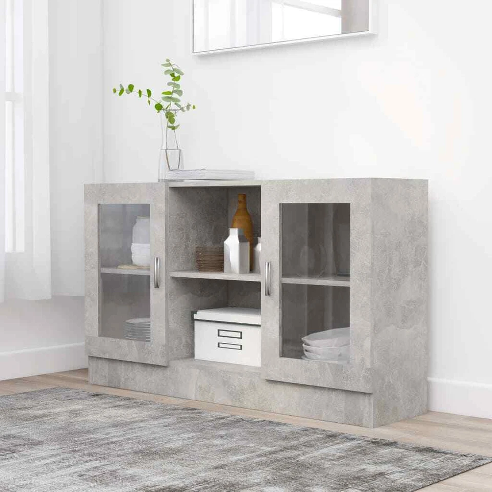 vidaXL Armadietto Vetrina Grigio Cemento 120x30,5x70 cm Multistrato - Immagine 1 di 1
