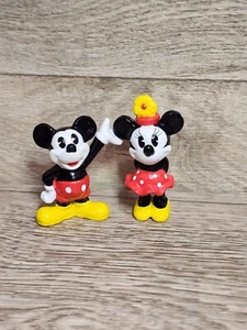 2 Vintage Disney Mickey and Minnie Mouse 2" PVC Cake Topper Figures - Picture 1 of 4