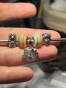 Hello Kitty Keroppi Frog CZ Dangle & Charms Resin Multicolor Murano Euro Pan #2 - Picture 1 of 6