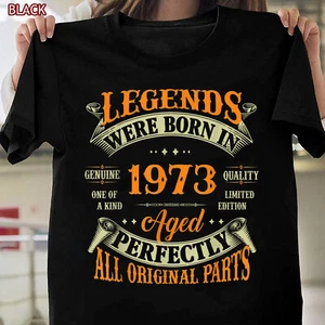 50th Birthday Tee Vintage Legends Born In 1973 50 Years Old T-Shirt For Men - Picture 1 of 9