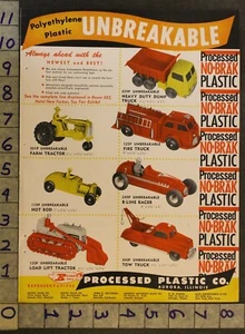 1954 PROCESSED PLASTIC TRUCK CAR TRACTOR BLINE AKTOY STUFFED AURORA TOY AD TQ02 - Picture 1 of 2