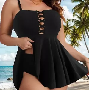 Neu Damen Tankini Punkte Badekleid Badeanzug Beachwear Push Up Bademode Übergröße - Bild 1 von 7