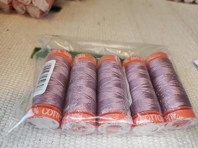 New - SEWING THREAD LOT- 5 Small Spools-Aurifil Cotton 50wt Purple #2566 - Image 1 of 2