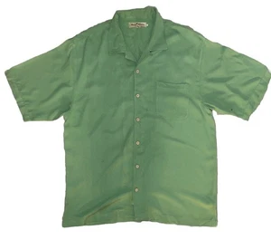 Tommy Bahama 100% Silk Button Up Shirt Men's Large Green Business Casual Resort - Picture 1 of 9