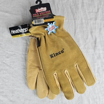 Luvas de trabalho masculinas Kinco couro de porco tamanho XXL forro térmico - Imagem 1 de 4