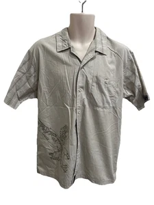 Bugle Boy Vintage Men's Short Sleeve Gray Plaid Eagle Button Down Shirt Size Xl - Picture 1 of 5