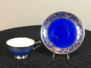 H&C Heinrich Co Selb Bavaria Germany Demitasse Cup & Saucer Fine Silver Overlay - Picture 1 of 13