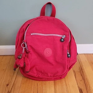 Mochila mediana de nailon roja KIPLING con llavero mono - Imagen 1 de 9