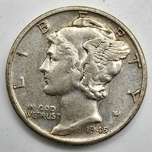 1945 P Mercury Dime AU You Grade It! 90% Silver Type Coin Free ship! - Picture 1 of 4