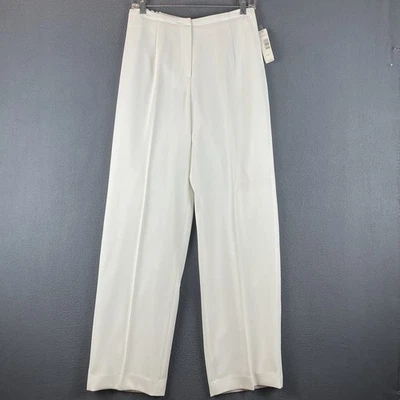 Calça pendleton vintage tamanho 8 nova com etiquetas off white frente plana forrada perna larga cintura elástica - Imagem 1 de 4