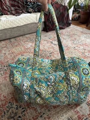 Hermosa bolsa de lona VERA BRADLEY retirada turquesa/verde/blanco GRANDE de noche Foto 1 de 4